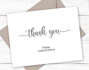 Personalized Thank You Cards | Wedding Bridal Shower Gift Thank You Cards | Couple Thank You Cards | Custom Thank You Notecards | W405