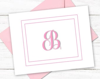 Personalized Monogram Note Card Set | Folded Stationery Stationary | Monogram Stationary | Professional Note | Elegant Script Monogram M123B