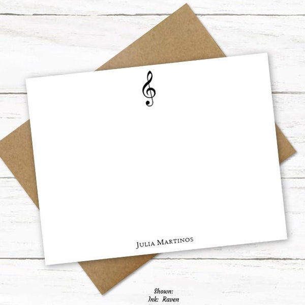 Treble Clef Personalized Note Cards | Music Stationery | Musician Gift | Parent, Friend, Coworker Student Musical Theme Gift | N285