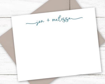 Note Card Stationery Set Personalized for Couples | Stationary with 2 Names | Choice of Ink & Envelope Colors | Wedding Gift |W402