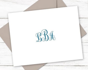 Personalized Monogram Note Card Set | Folded Stationery Cards | Monogram Stationary | Elegant Notecards | Folded Note Cards M104
