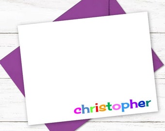 Kids Personalized Note Card and Envelope Stationery Set | Girls Stationary | Boys Notecards | Children Thank You Cards | Colorful Note C609