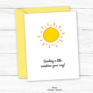 Sunshine Note Cards | Sending a Little Sunshine | Inspirational Notecards | Uplifting Greeting Cards | Card for Sick, Friend | Q1003