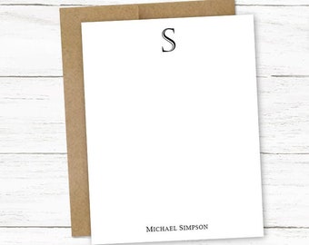 Monogram Notecards | Personalized Note Card Set | Flat Stationery | Stationary Card Set | Classic Men's Women's Monogram Notecards | M138