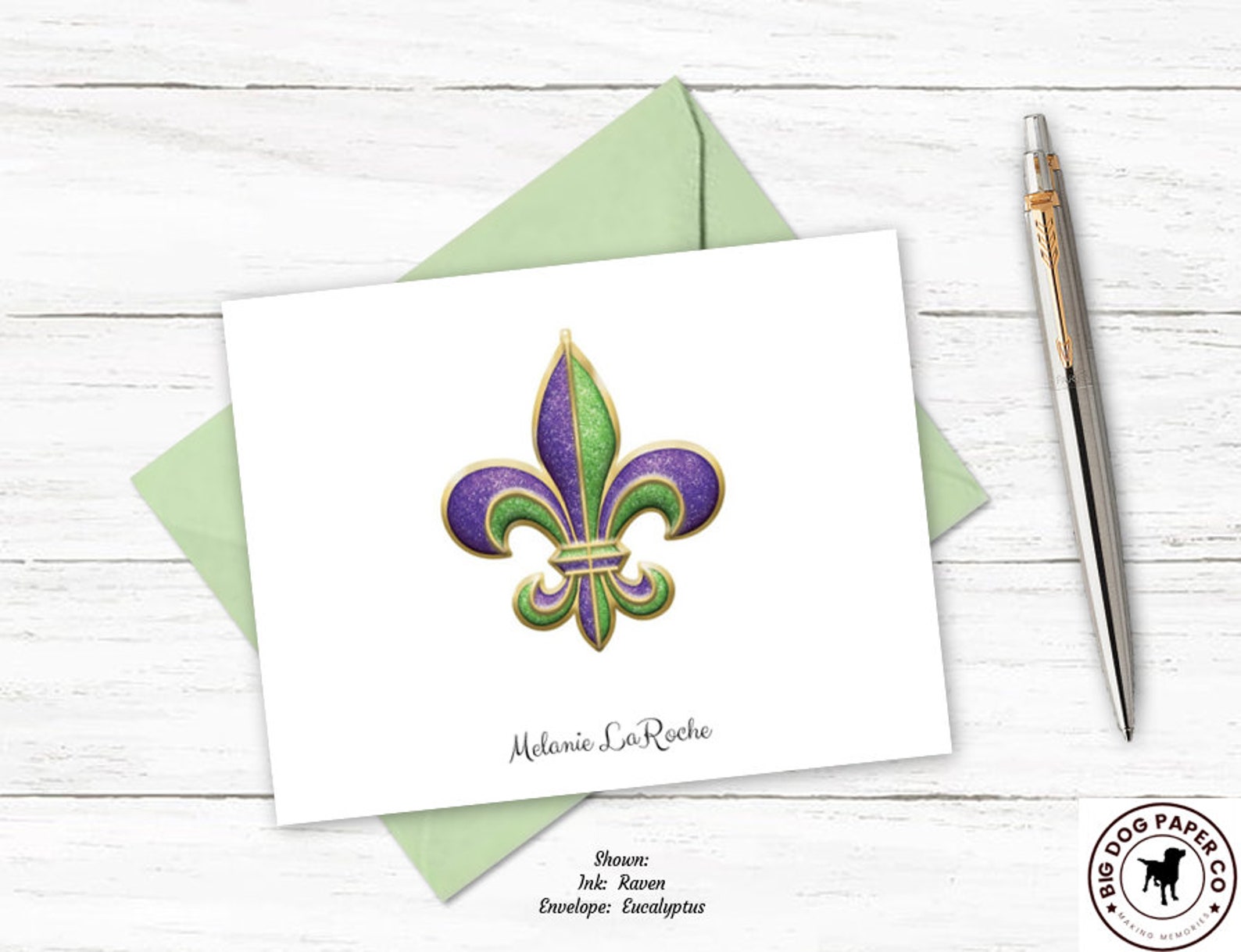 Personalized Note Card Set Fleur De Lis Notecards Fleur De