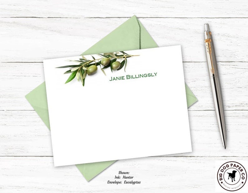Personalized Note Card Set | Olive Branch Personalized Stationery Cards ...