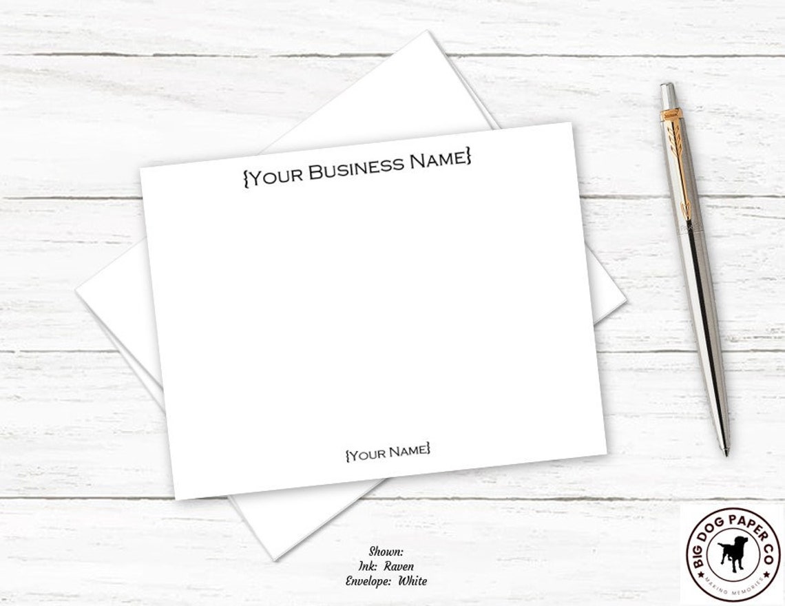 Personalized Business Note Card Set Professional Notecards Etsy
