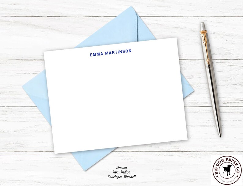 Personalized Notecard Set | Set of Flat Stationery Cards and Envelopes ...