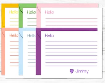 Personalized Stationary for Kids Children | Thank You Notes for Kids | Colorful Lined Stationery for Girls Boys | Baby Thank You Cards |C602