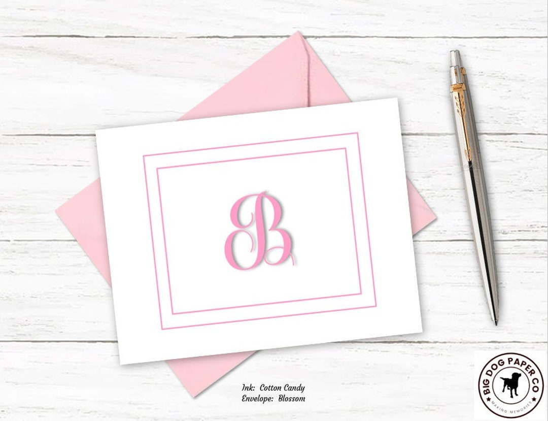 Personalized Monogram Note Card Set | Folded Stationery Stationary ...