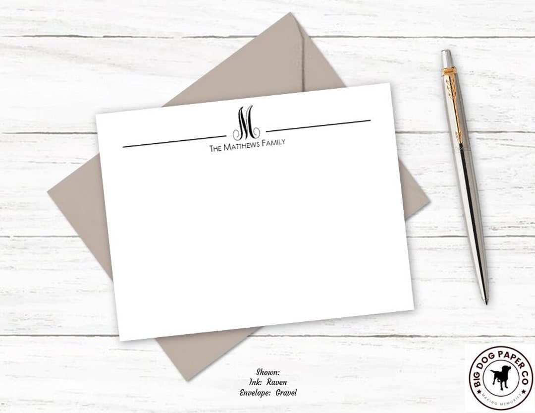 Personalized Monogram Stationery | Note Cards With Envelopes ...