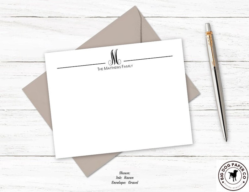 Personalized Monogram Stationery | Note Cards With Envelopes ...
