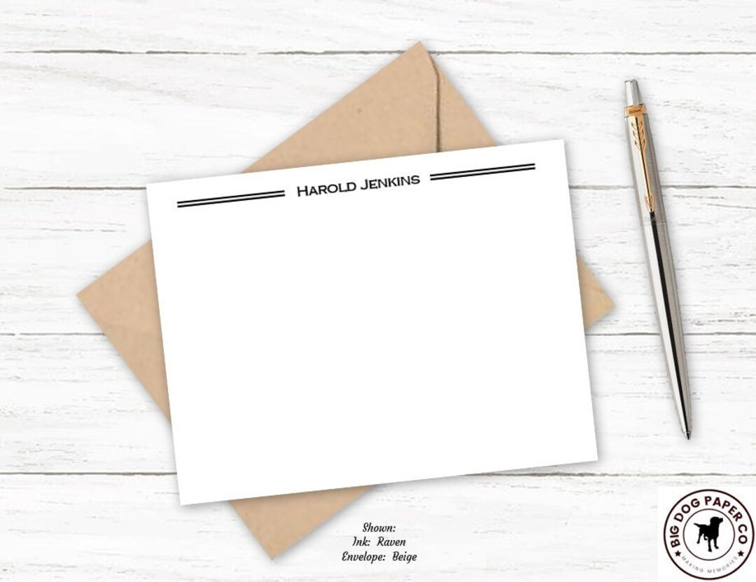 Personalized Notecard Set | Set of Flat Stationery Cards and Envelopes ...