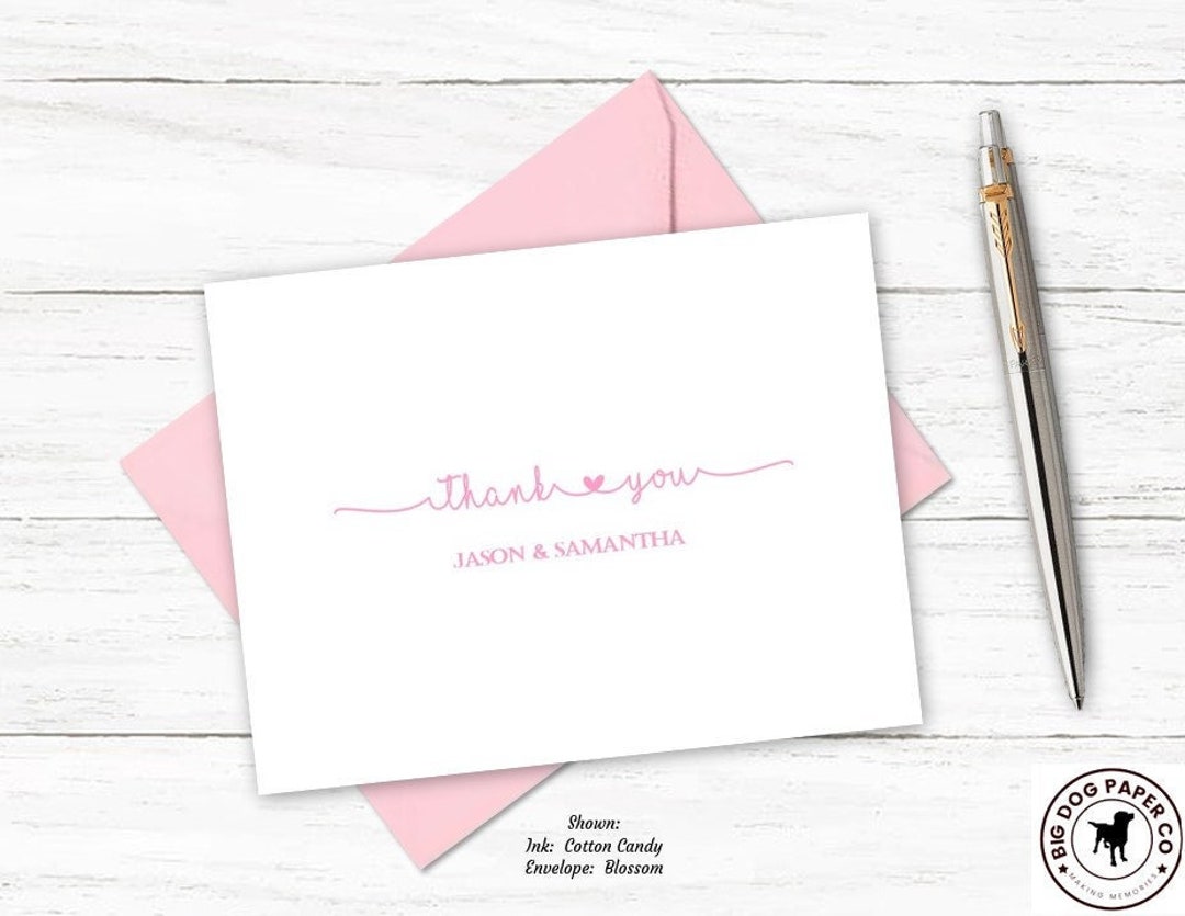 Thank You Cards | Personalized Thank You Note Card Set | Set of 10 With ...