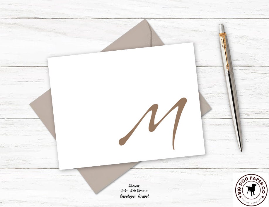 Personalized Monogram Note Card Set | Folded Stationery Stationary ...
