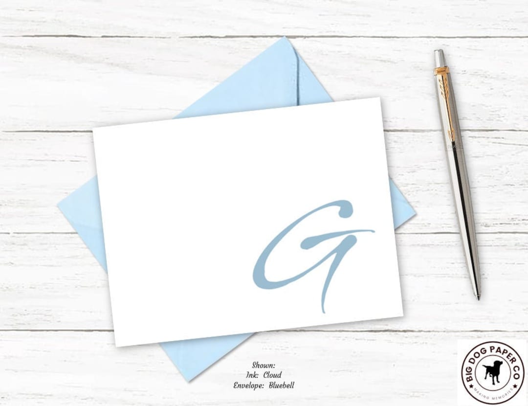 Personalized Monogram Note Card Set | Folded Stationery Stationary ...