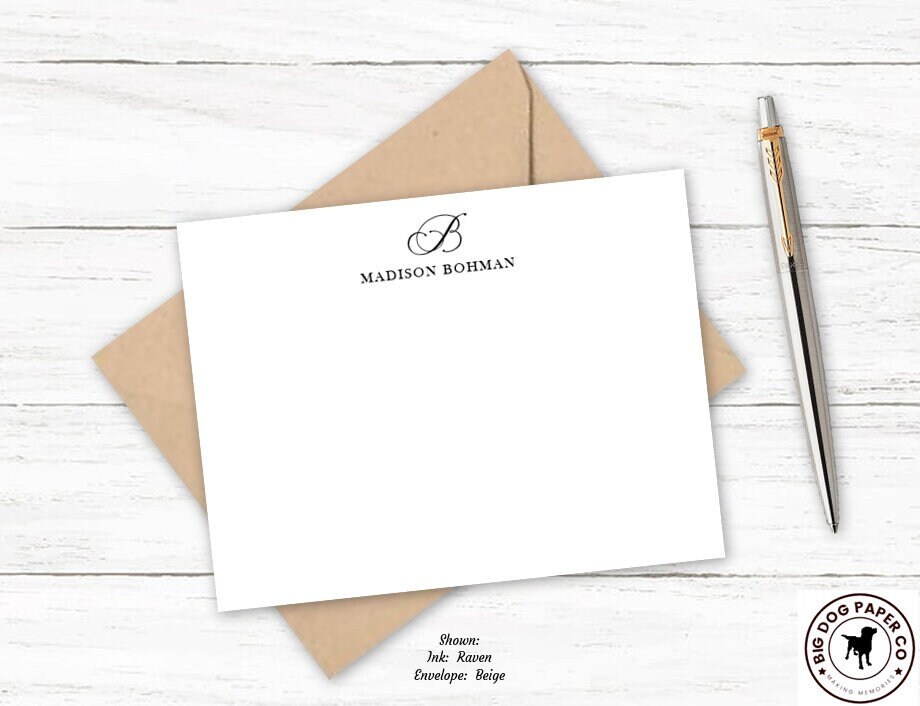 Personalized Monogram Stationery | Note Cards With Envelopes ...