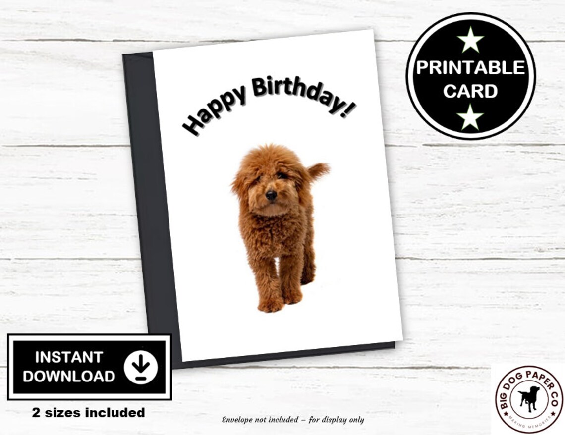 Printable Doodle Dog Birthday Card Card From Dog Digital - Etsy