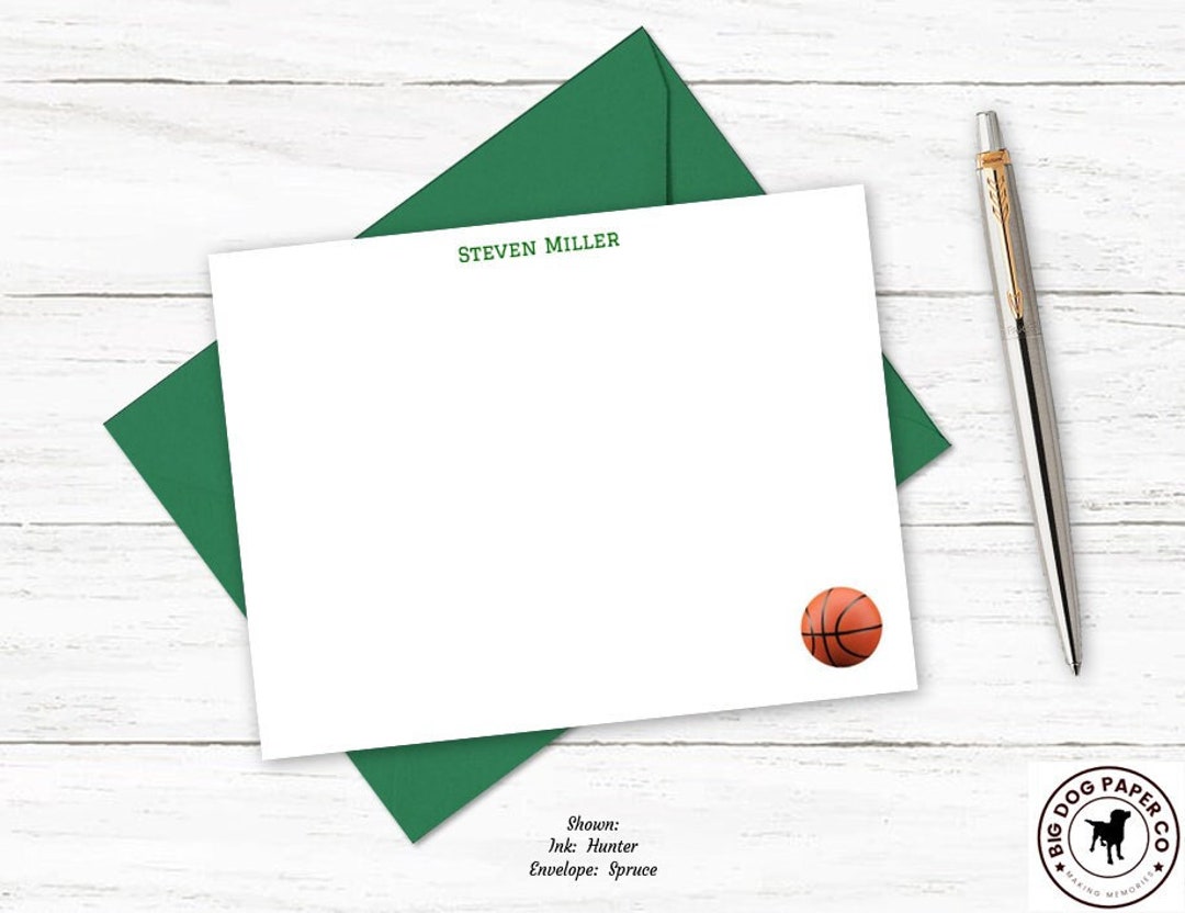 Basketball Notecards | Personalized Stationery Note Card Set | Sports ...
