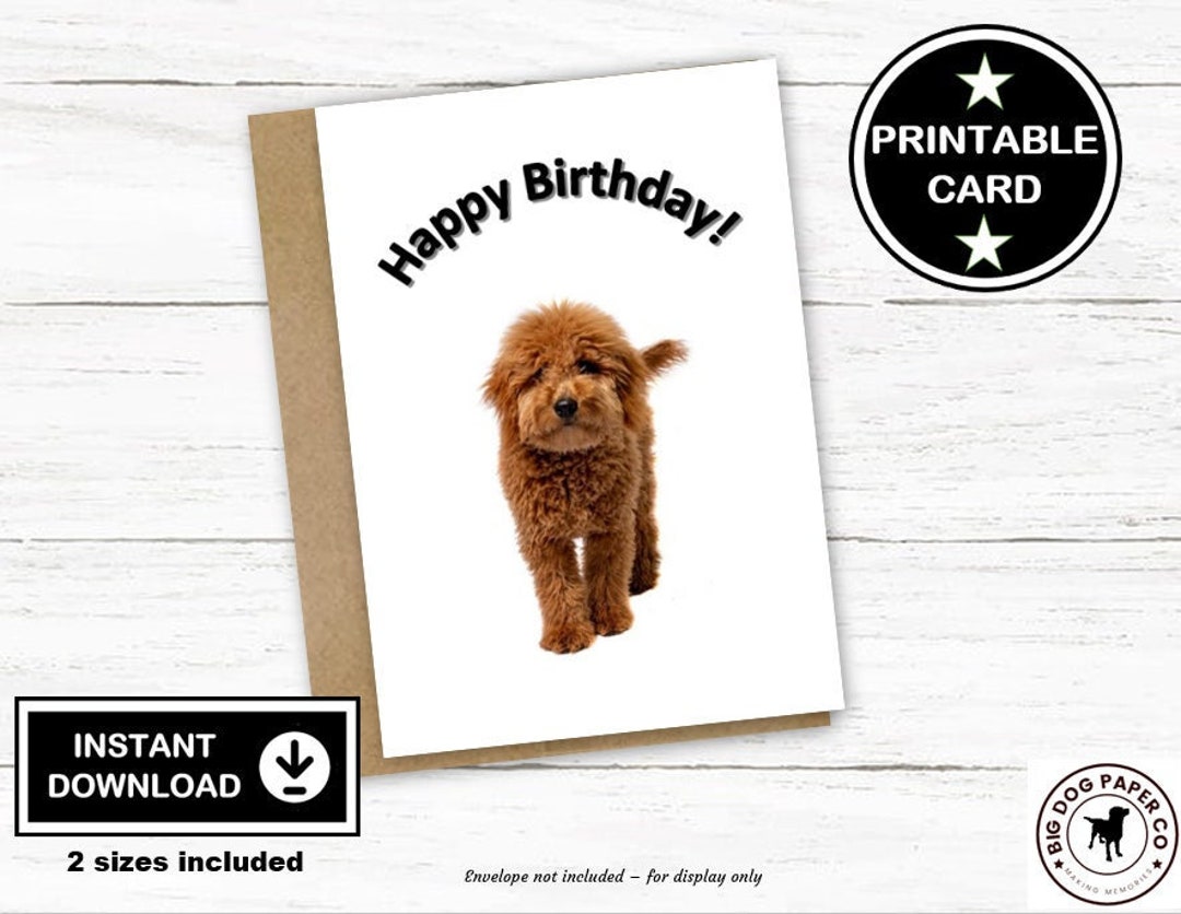 Printable Doodle Dog Birthday Card, Card From Dog, Digital Download ...
