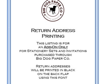 Return Address Printing Add-On, Custom Envelopes, Personalized Envelopes with Name and Address