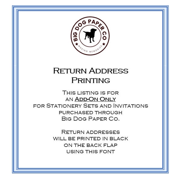 Return Address Printing Add-On, Custom Envelopes, Personalized Envelopes with Name and Address
