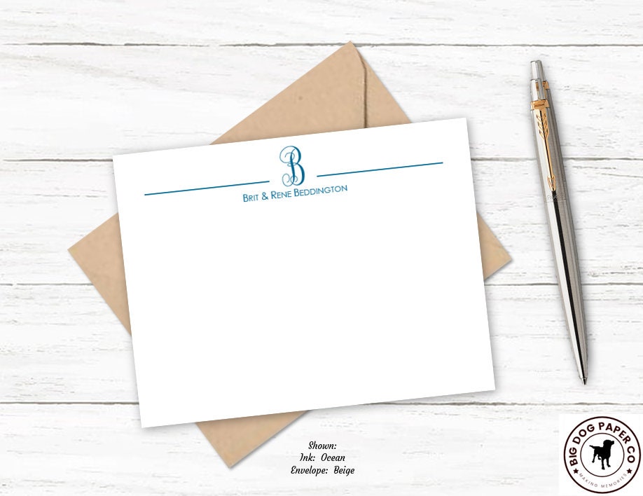 Personalized Monogram Stationery | Note Cards With Envelopes ...