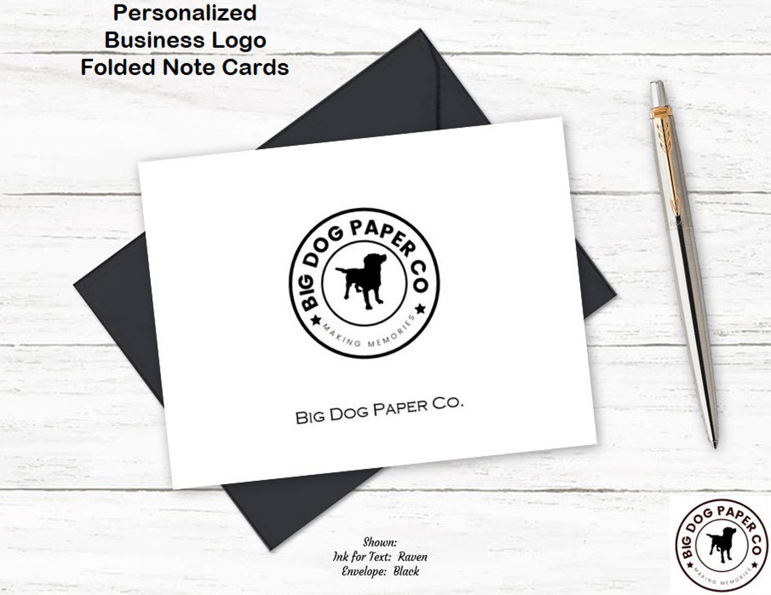 Personalized Business Note Card Set Professional Folded Etsy