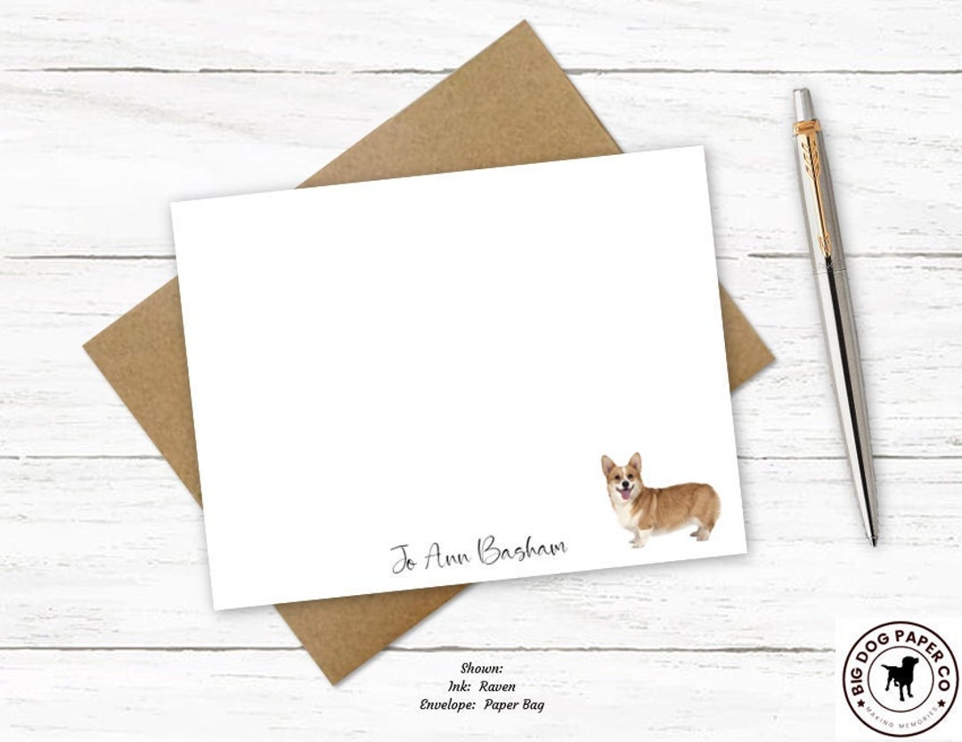 Editable Corgi Notes Corgi Personalized Note Cards | Dog Stationery | Animal Lover Gift ...