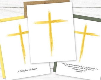 Cross Note Cards | Religious Notecards | Easter Cards | Note from Pastor or Church | Personalized Christian Note Cards Set | HE801