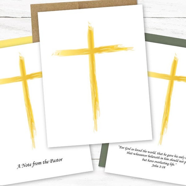 Cross Note Cards | Religious Notecards | Easter Cards | Note from Pastor or Church | Personalized Christian Note Cards Set | HE801