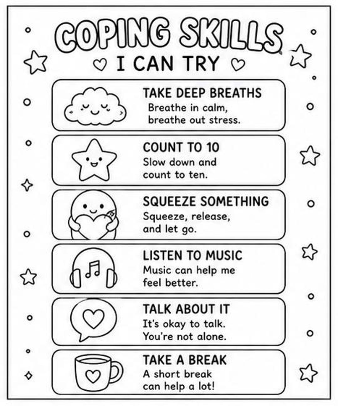 Emotional Regulation Coloring Pages for Kids: ABA Coping Skills Bundle ...