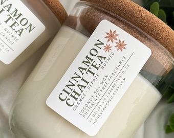 Cinnamon Chai Tea Latte Non Toxic Scented Candle, Coconut Soy Wax, Phthalate Free Fragrance, Essential Oil, Crackling Wood Wick, Handmade