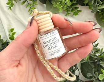 Mango Coconut Milk Non Toxic Scented Car Air Diffuser, Hanging Car Freshener, Eco-Friendly, Phthalate Free, Home Fragrance, Bamboo