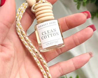 Clean Cotton Non Toxic Scented Car Air Diffuser, Hanging Car Freshener, Eco-Friendly, Phthalate Free, Home Fragrance, Bamboo, Aromatherapy