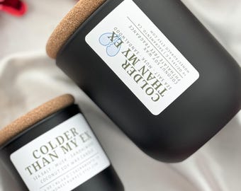 Colder than my Ex Non Toxic Scented Candle, Coconut Soy Wax, Phthalate Free Fragrance, Essential oil, Crackling Wood Wick, Valentines gift