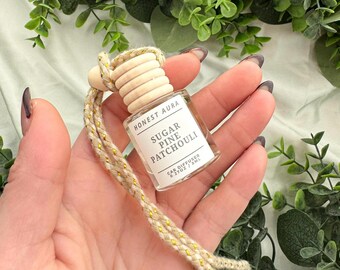 Sugar Pine Patchouli Non Toxic Scented Car Air Diffuser, Hanging Car Freshener, Eco-Friendly, Phthalate Free, Home Fragrance, Bamboo lid