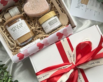 Valentine’s Day Gift Set, Bath & Body, Non Toxic, Phthalate Free Fragrance, Spa Bundle, Aromatherapy, Coconut Soy Wax Candle, Tallow Balm