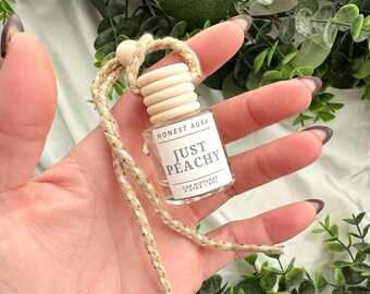 Just Peachy Non Toxic Scented Air Diffuser, Hanging Car Freshener, Eco-Friendly, Phthalate Free, Home Fragrance, Bamboo Lid, Aromatherapy