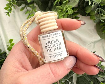 Fresh Breath of Air Non Toxic Scented Car Air Diffuser, Hanging Car Freshener, Eco-Friendly, Phthalate Free, Home Fragrance, Bamboo lid