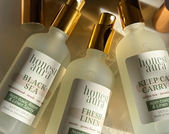 Non-toxic Room & Linen Spray, Phthalate Free Fragrance, Chemical-free, Bathroom Deodorizer, Home Decor, Fresh Linen, White Tea, Black Sea