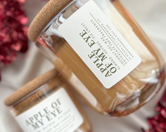 Apple of my Eye Non Toxic Scented Candle, Coconut Soy Wax, Phthalate Free Fragrance, Essential oil, Crackling Wood Wick, Handmade, Valentine
