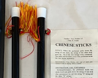 Vintage Chinese Sticks Magic trick dime MIP packaged store old shop gag w/ instructions unused original classic set