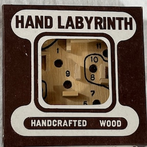 Hand Crafted wood mini Labyrinth game unused store stock old shop 1980s unused classic fun pocket game travel play kid&#39;s party favors gift