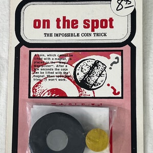 On The Spot Impossible Coin Magic Trick unused store stock old shop w/ instructions original Ken Gross Enterprises USA magnetic coin trick
