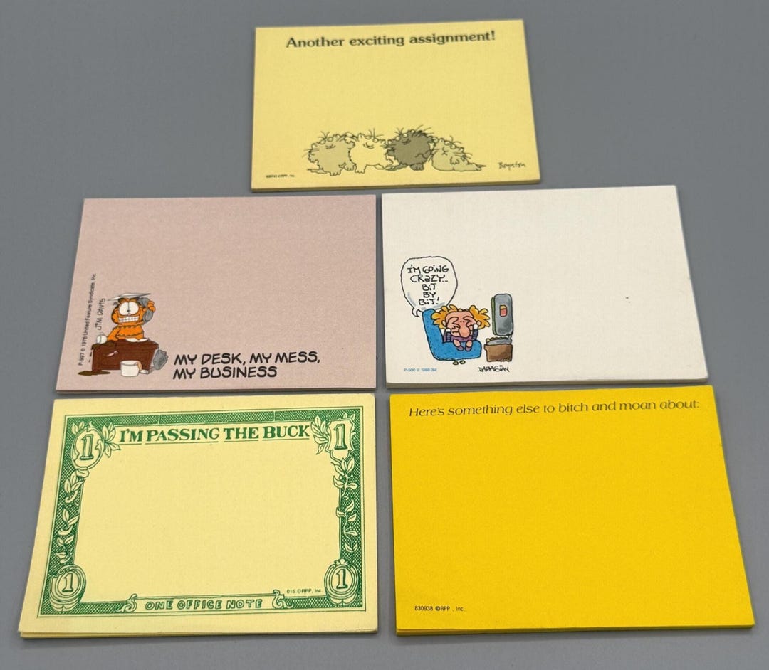 Lot of Vintage 3M Post-it Notes 80s Novelty Pads Original Office Humor ...
