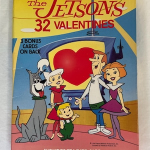 The Jetsons Valentines cards vintage 1990 unused SEALED Valentine's Day kids 32 with a giant teacher card Cleo Gibson space cartoon family !