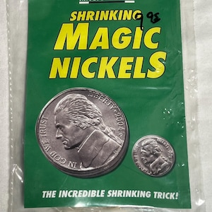 Magic Makers Shrinking Nickels trick sealed Unused 2006 great fun trick close up kid&#39;s seasoned magician Coin Trick !