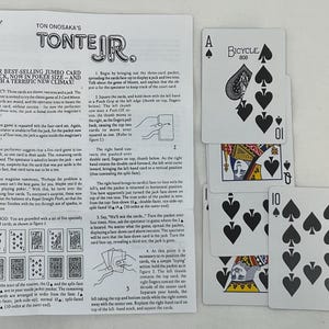 Tonte Jr. by Ton Onosaka vintage magic card trick old magic shop stock packet set 5 cards with instructions bicycle red backs complete rare!