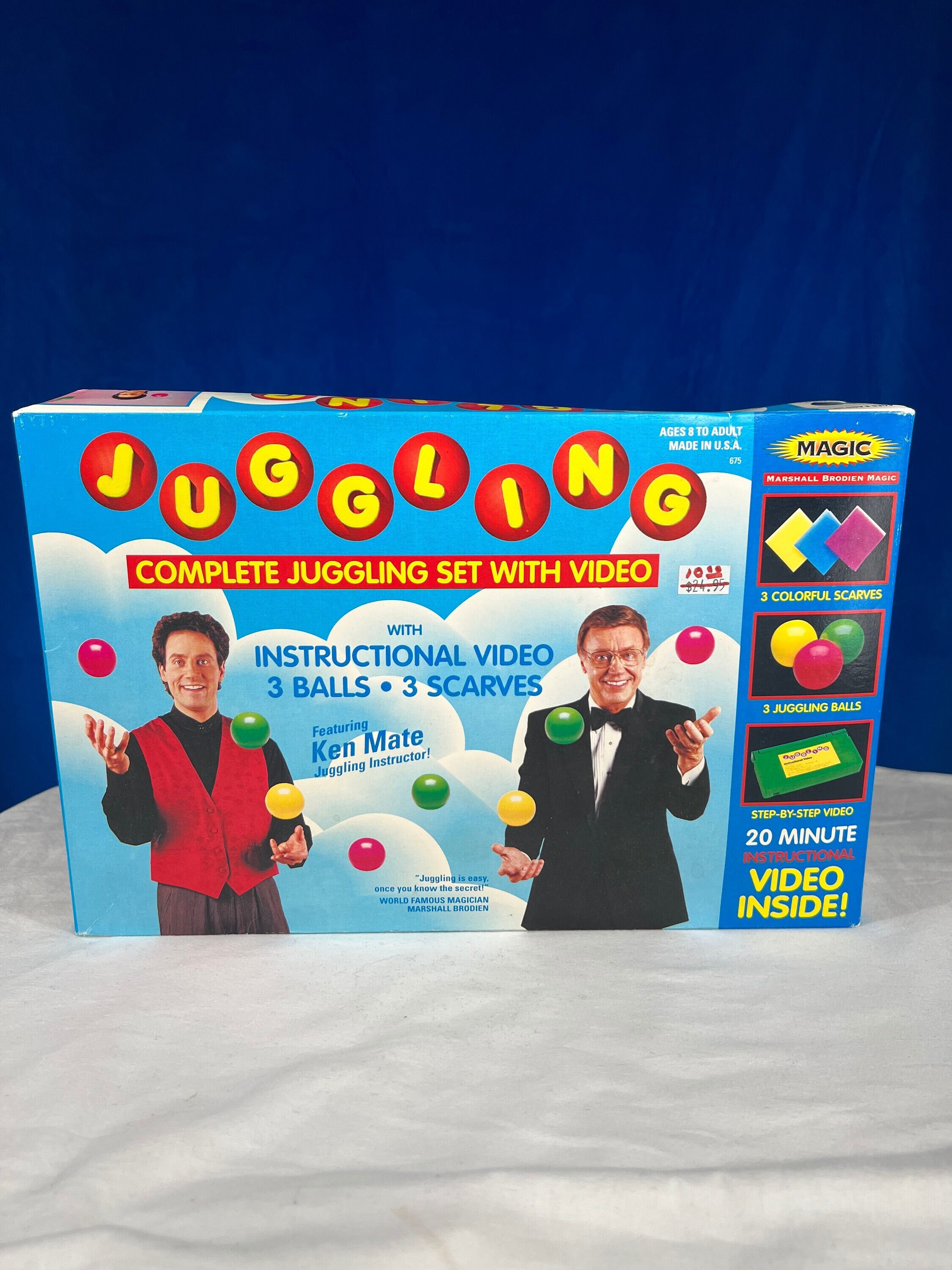 Vintage Juggling Balls & Scarves Unused Store Old Shop Stock W/  Instructional VHS Tape New Original Packaging Quality 1996 Marshall Brodien  